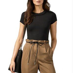 Ted Baker London Jacii Neck Detail Fitted Top in Black Ted size 5 or US 10-12